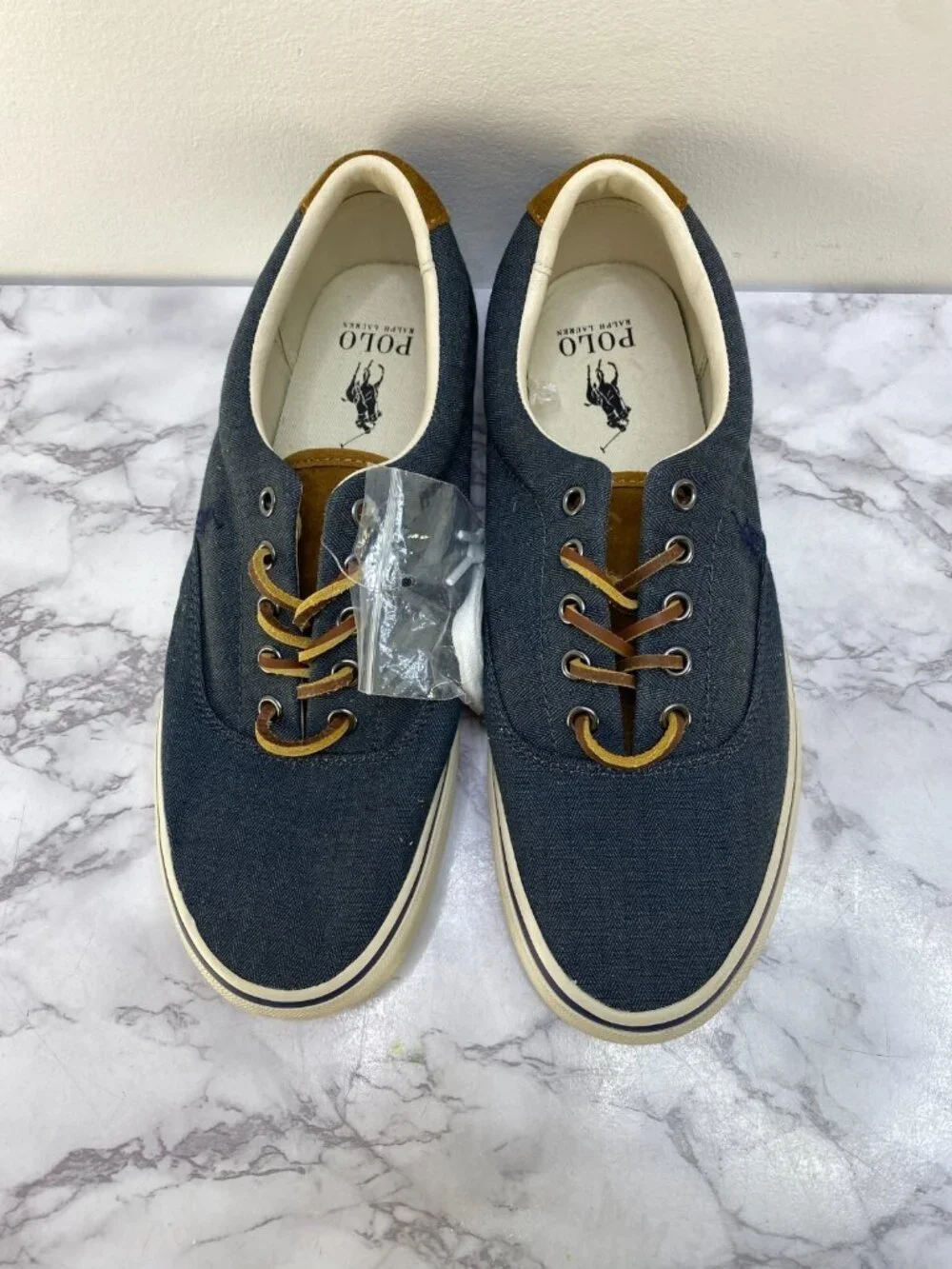 Ralph Lauren Men's Faxon Blue Denim Lace Sneaker sz 9.5